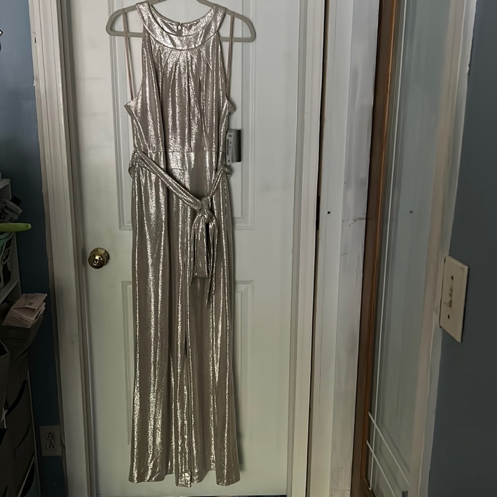 NWT Tahari gold shimmer jumpsuit